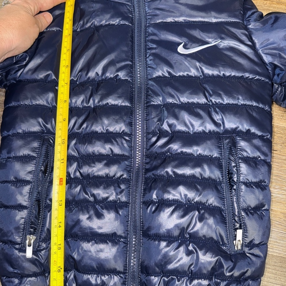 Boys Nike Small Navy Blue Hooded Puffer Jacket Fleece Lined Coat Size 5 - Picture 6 of 8